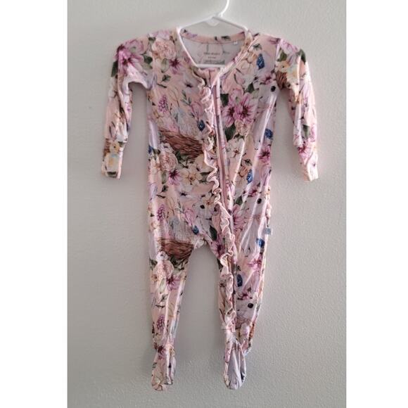 Posh Peanut Ruffled Bamboo Zipper Footie Hazel 3-6M